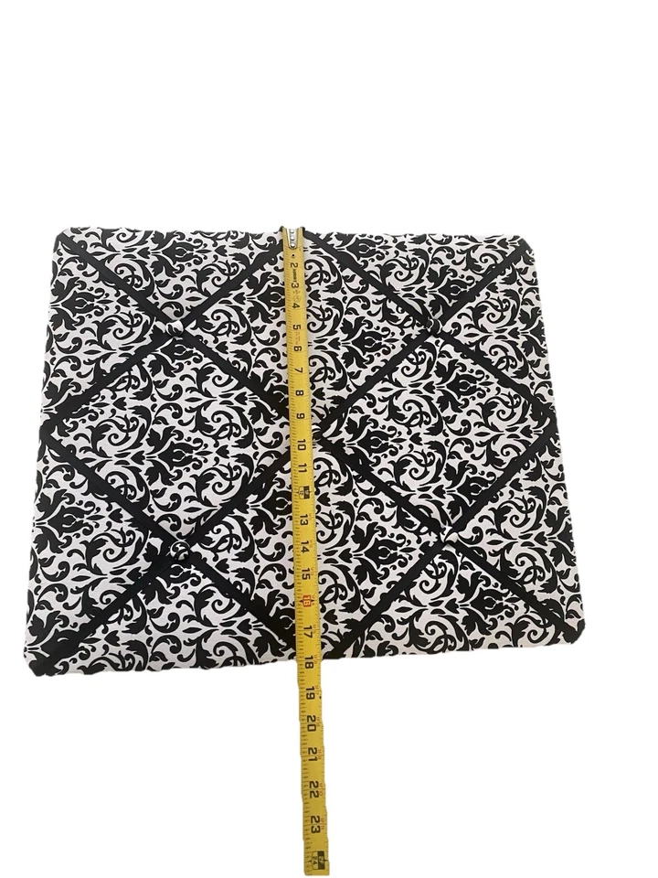 Damask French Memo, Bulletin, Vision, Photo, Note Board Black & White Fabric - Image 4 of 4