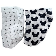 Modern Burlap Organic Cotton Changing Pad Cover Set of 2 Crosses Mickey Mouse