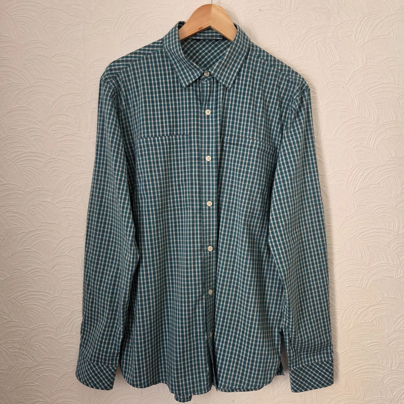 Rohan Fenland Mens Long Sleeve Checked Travel Shirt Size Medium Green J12