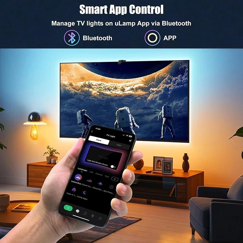 Smart LED Strip Lights RGBIC Ambient TV Backlight Camera Music Sync for 55-75" - Image 3 of 4