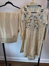 New 3pcs Silk Farshi shalwar Pakistani / Indian dress formal wear L46