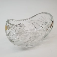 VTG German Echt Bleikristall Oval Canoe Dish Mouth‐Blown Hand-Cut Crystal 7.5"