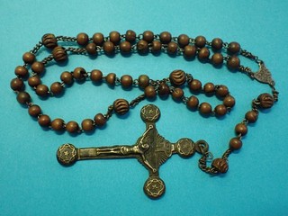 antique COROZO WOODEN FRENCH PRIEST ROSSARY / 1880 1900