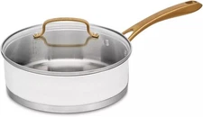 Cuisinart Stainless Steel Saute Pan Set 500F Matte White Gold Oven Broiler