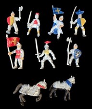 Safari Ltd. Medieval Miniature Figures Lot of 9 w/ 2 Horses