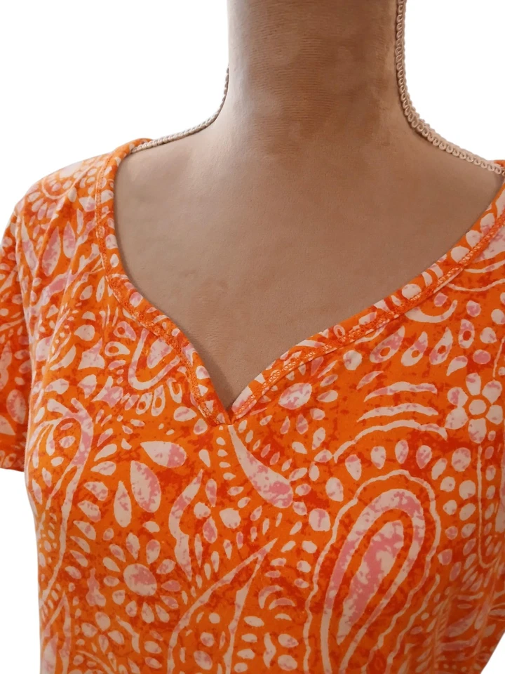 Caribbean Joe Orange Paisley Sweetheart Neckline Ruched Tie Sides XL Beach - Image 4 of 4