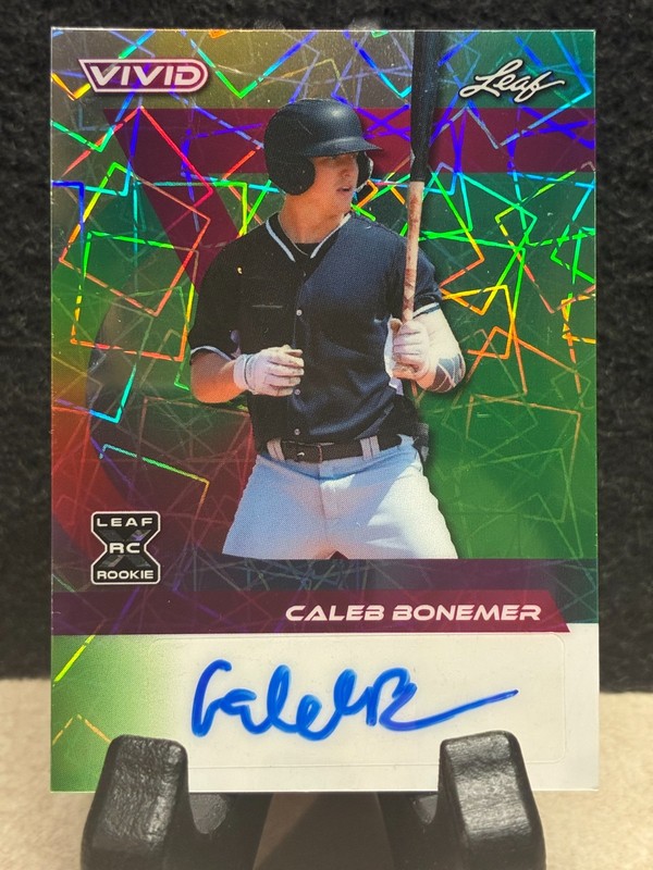 2024 Leaf Vivid CALEB BONEMER Green Laser Foil Auto 1/1 (One of One) - White Sox
