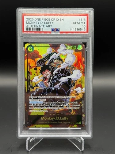 2025 ONE PIECE ROYAL BLOOD OP10-118 MONKEY D. LUFFY ALT ART SEC PSA 10