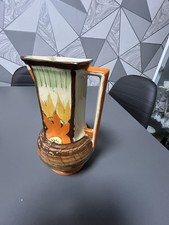 BEAUTIFUL MYOTT ART DECO HAND PAINTED SUNBURST DESIGN SQUARE NECK JUG Ex Con
