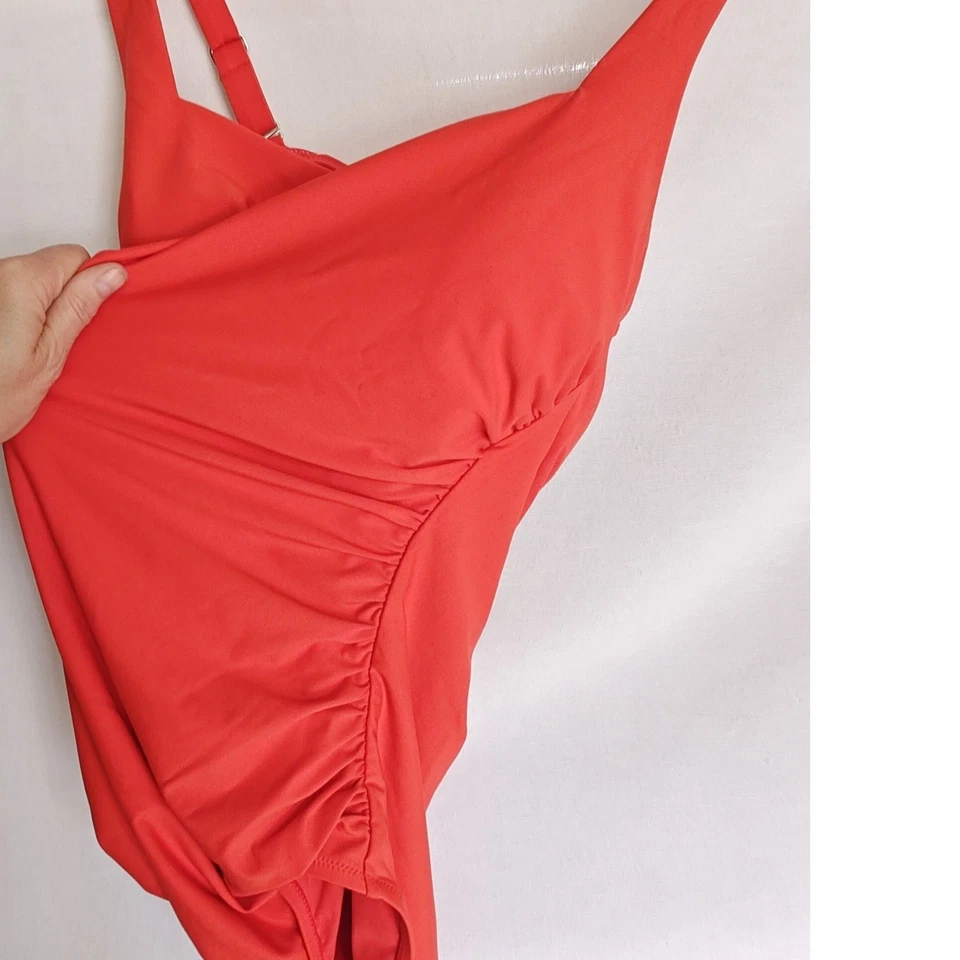 Traje De Baño Athleta Cuello Cuadrado Una Pieza Vermillion Rojo Naranja Mediano M Foto 4 de 4