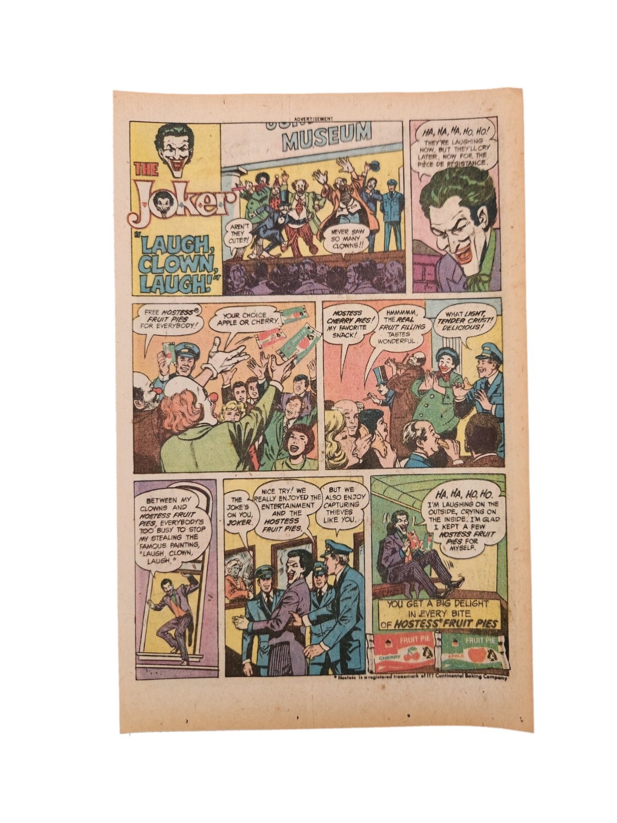 PRINT AD 1978 HOSTESS Fruit Pies & THE JOKER Comic Size Original & Authentic