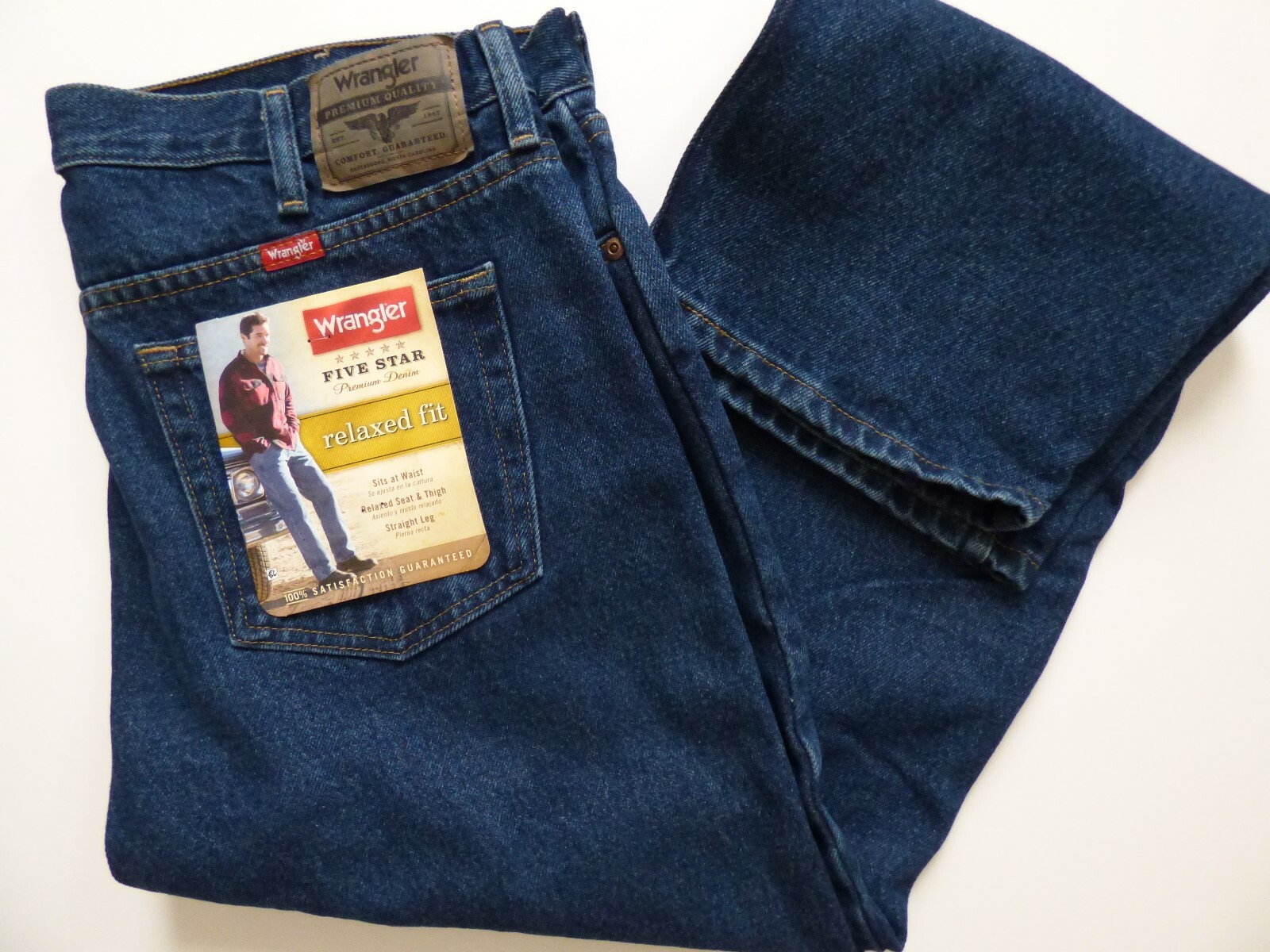 Mens Wrangler 5 Star Relaxed Fit Jeans Premium Denim | eBay