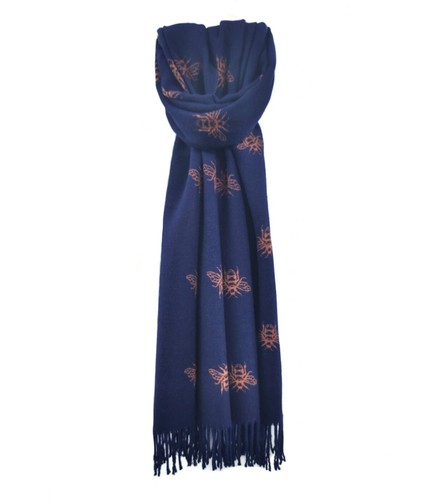Bufanda de invierno de borla boutique con estampado de estrella o abeja mezcla de cachemira reversible para mujer - Imagen 22 de 34