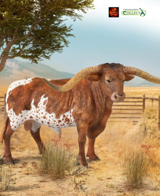 Texas Longhorn Bull Rinder Bauernhof Spielzeug Modell Figur von CollectA 88925 Neu