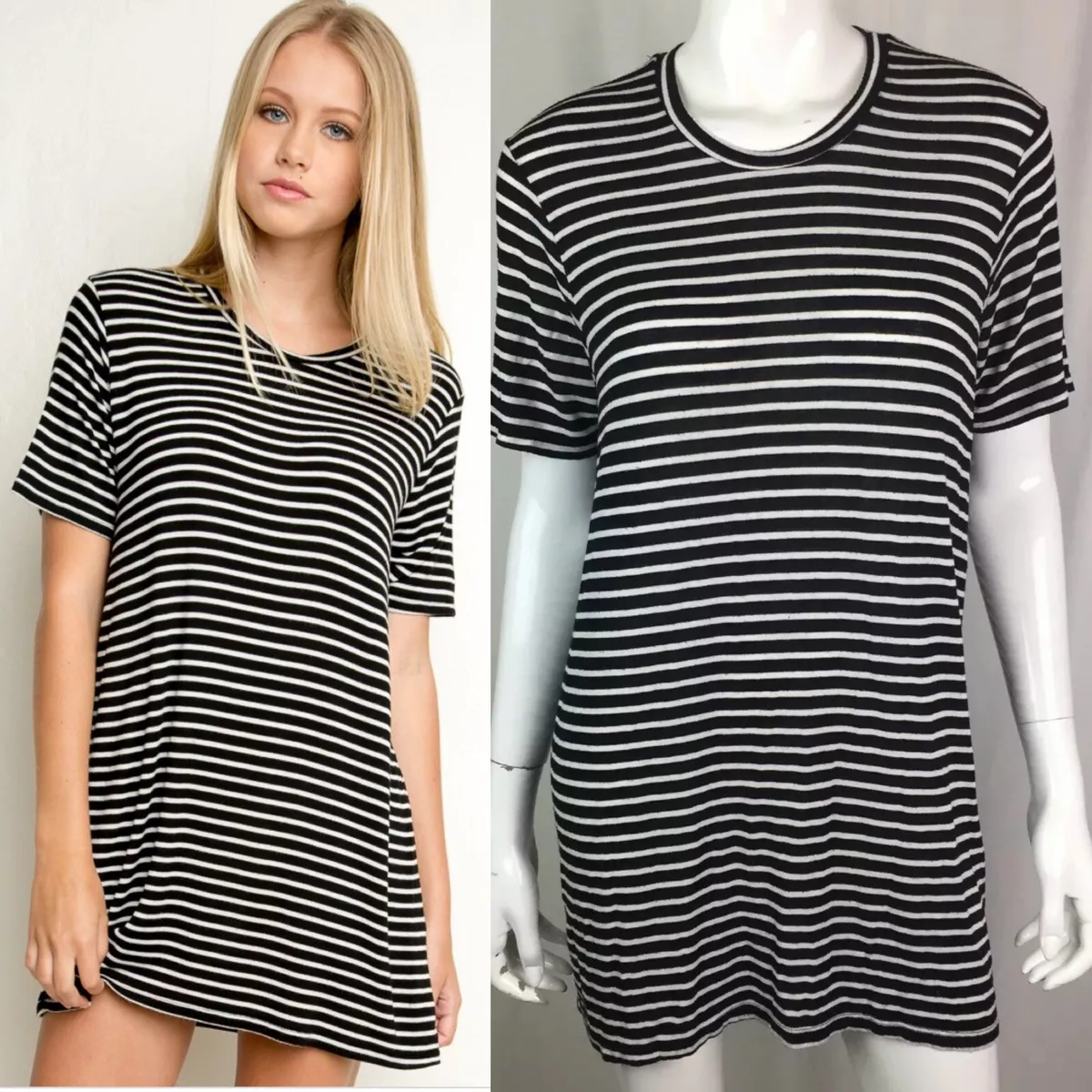 Brandy melville black and white striped shirt cheap