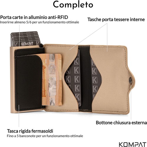 Porta Carte di Credito RFID Portafoglio Uomo Slim Portafoglio Piccolo Sottile - Foto 64 di 83
