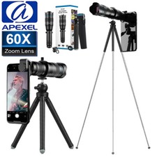 APEXEL 60X Zoom Monocular Telephoto Monocular Telescope Lens  Tripod For Phone