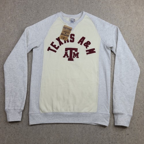 Texas A&M Aggies Mens Small Cream Gray Pullover Sweatshirt Rivalry Threads NEW