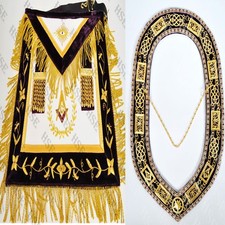 NEW REGALIA GRAND LODGE MASTER MASON APRON with CHAIN COLLAR PURPLE VELVET-HSE