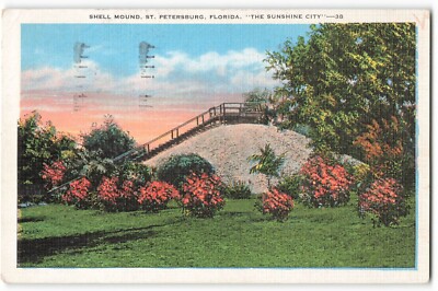 Stlt Shellmound Postcard 1937 Shell Mound, St. Petersburg, Florida Sunshine City VTG ...