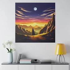 Endless Mountains and Sky Sunset Abstract Beautiful Wall Decor Art Matte Canvas