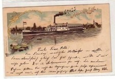 56671 Postcard Lithograph Greeting from Lake Ammer with Steamer Gisela 1901