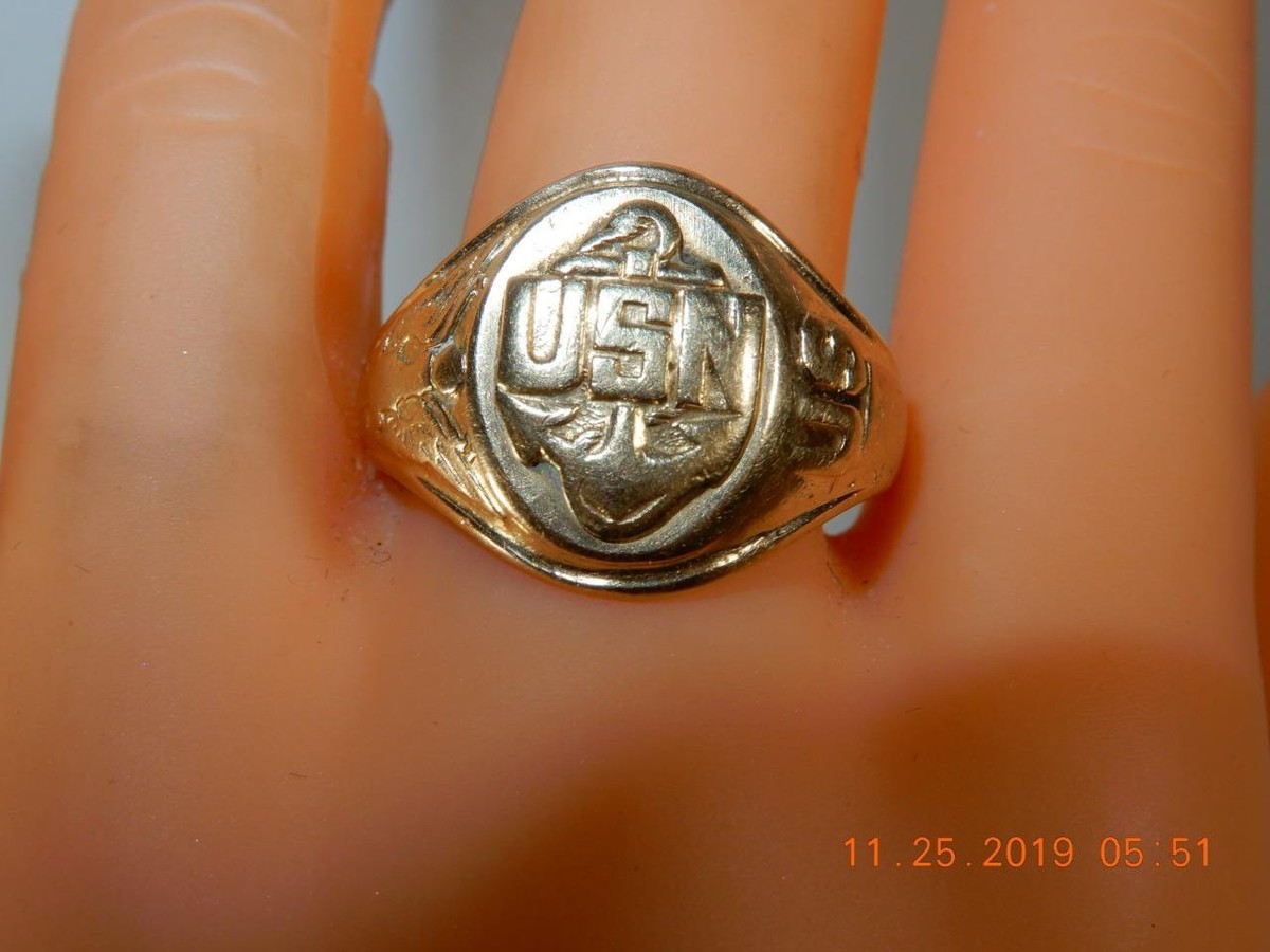 RARE Antique US Navy 14K ring Size 12.25 Solid Yellow gold USN 