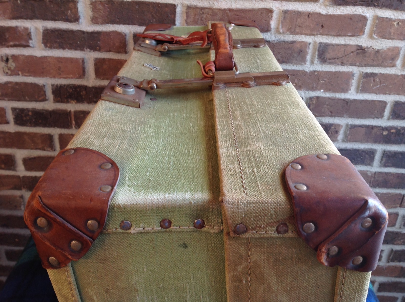 RARE VINTAGE 1930's CANVAS & SADDLE LEATHER SUITCASE CLASSIC CAR PORSCHE R$2695 image 7