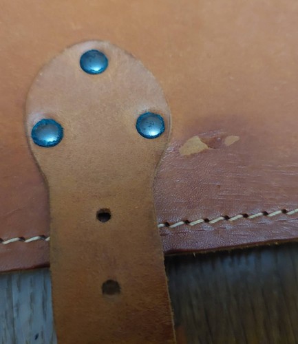 Vintage Jagdtasche, Leder, camelfarben, Größe 27x17 cm/10,6 x6,7 Zoll, 70er Jahre gebraucht UK - Bild 4 von 17
