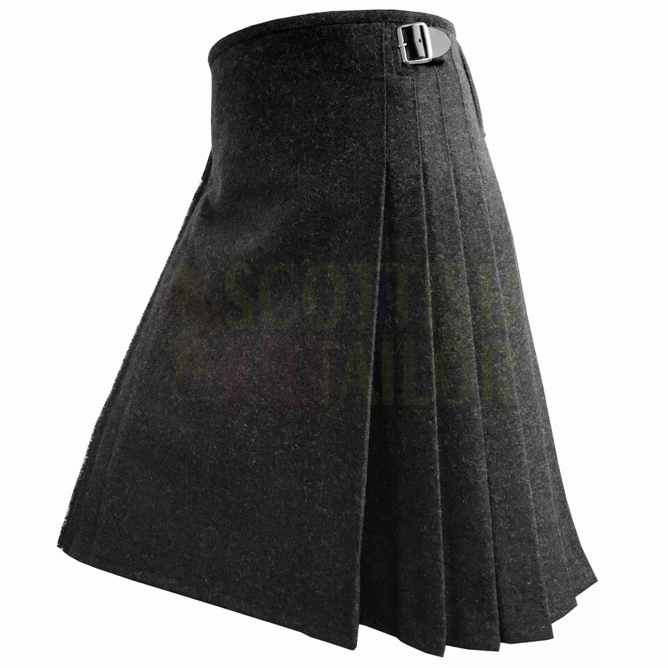 Scottish Handmade Traditional 100percent Dark Gray Wool kilt Custom Size kilts For Men image 3