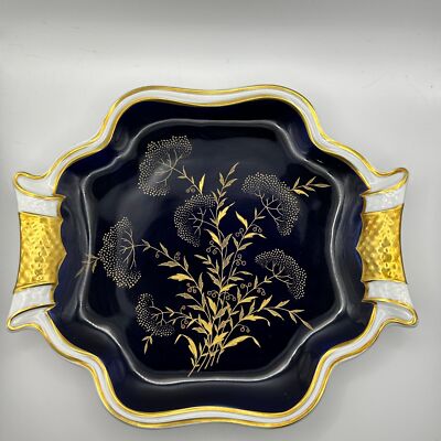 Echt Weimar Kobalt Germany porcelain blue 9 inch gold embellished