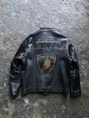Men's Lamborghini Racing Biker Jacket Handmade Leather