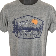Pikes Peak T Shirt Mens Size Medium Gray Colorado Summit Mountain Nature Tee