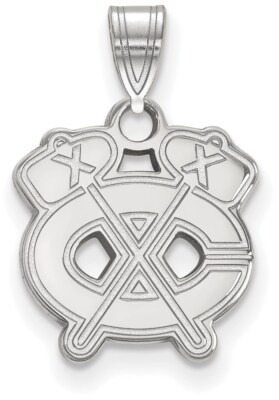 14K White Gold NHL Chicago Blackhawks Small Pendant by LogoArt (4W038BLA)