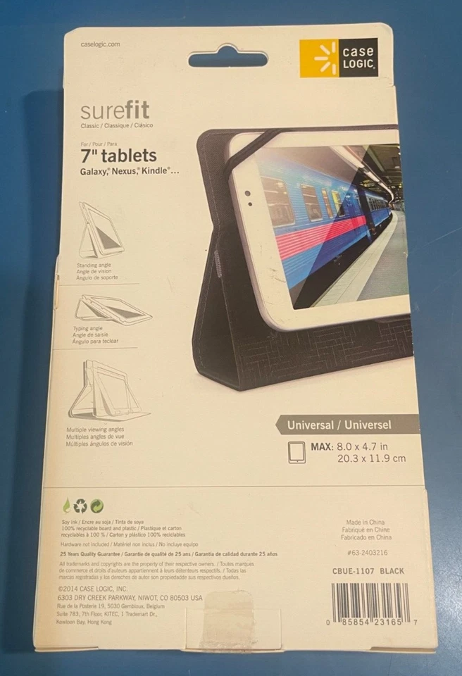 Case Logic Surefit Folio Case Black Universal for all 7 to 8 inch Tablets - Image 2 of 4