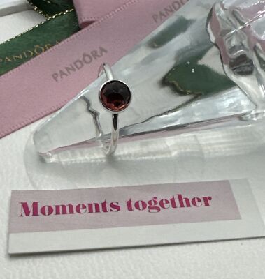 Pandora January Droplet Birthstone Ring 191012GR Red Genuine Ale 925 Sz52