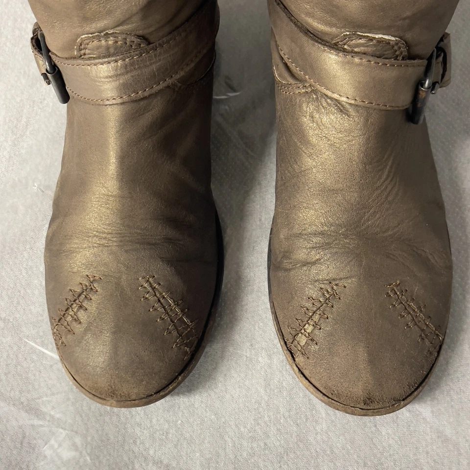 Botas Marithe Francois Girbaud Cuero Hebilla Moto Dorado Envejecido Talla 40 Foto 2 de 4