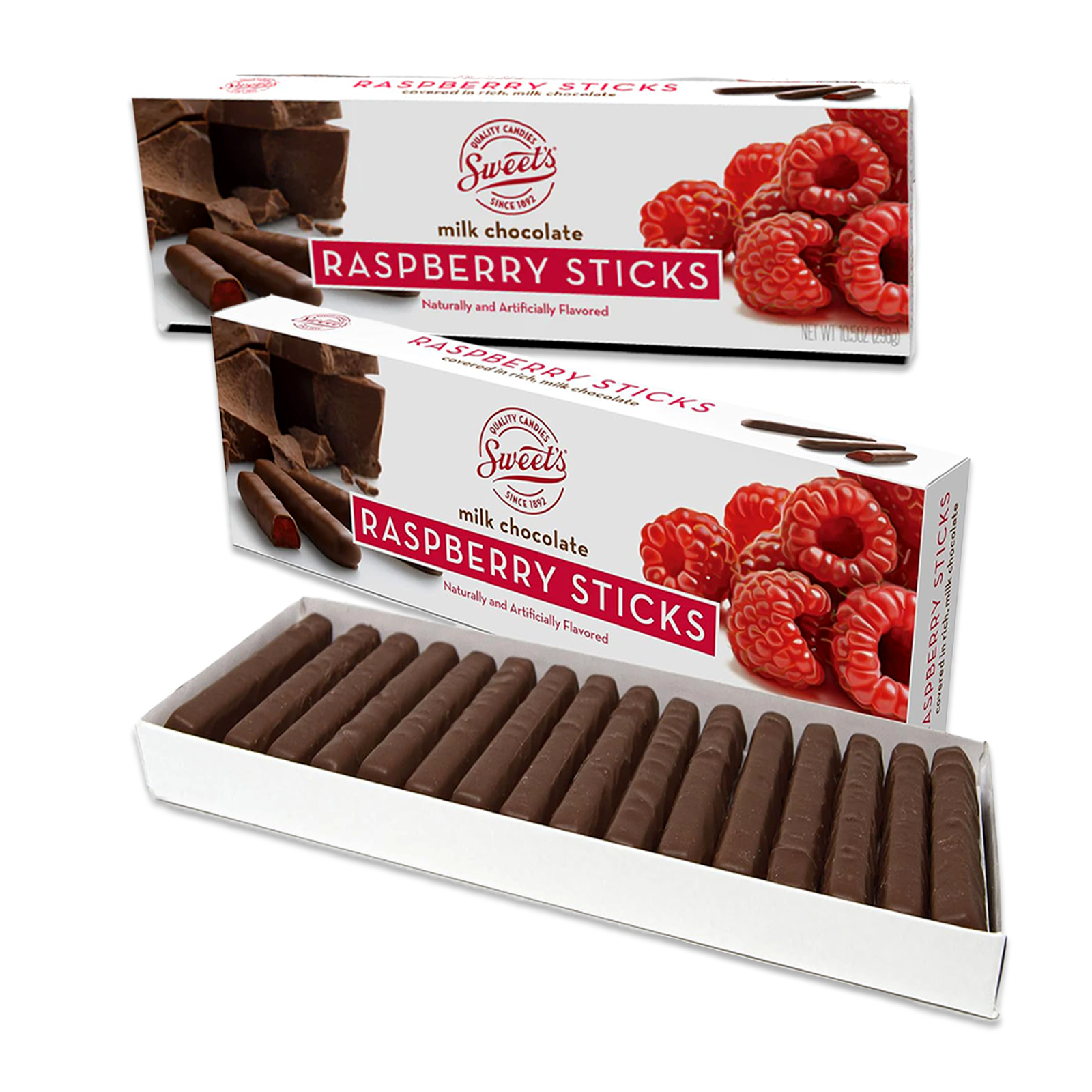 Sweet Candy Milk Chocolate Raspberry Sticks - Chocolate Covered Candy -Two (2) 1
