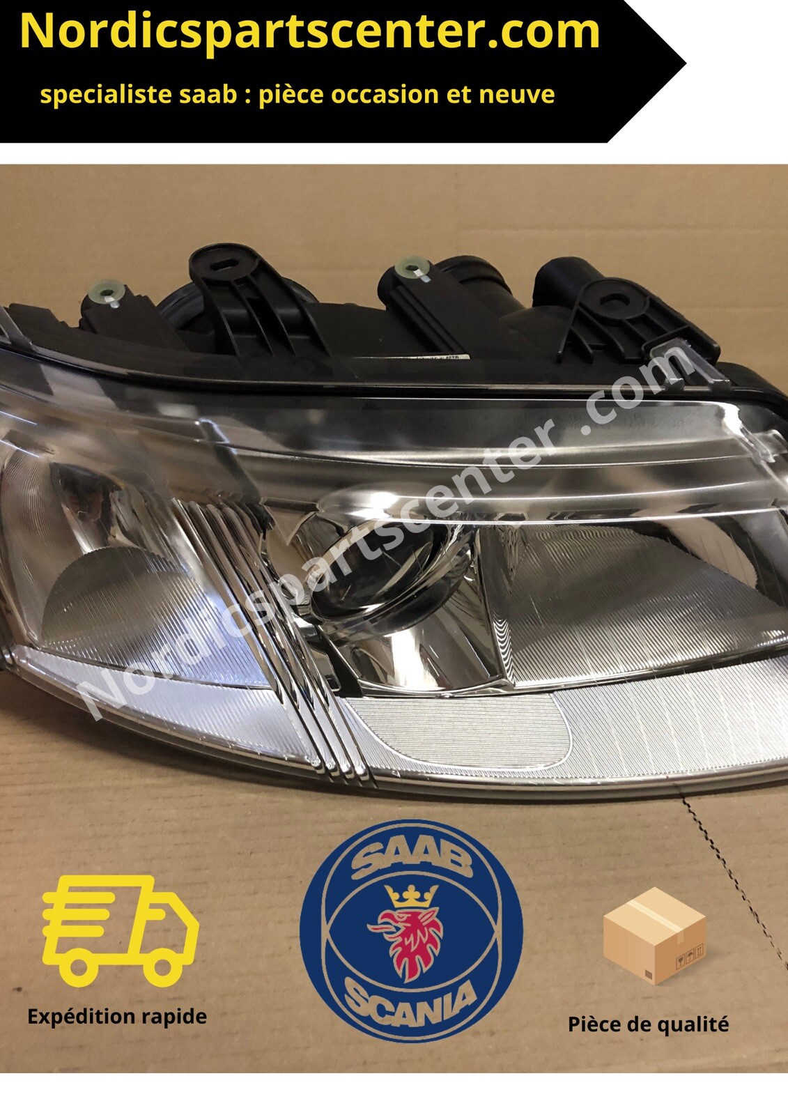 Phare avant droit H7 Saab 9-3ng 12799350 bloc optique halogène feu passager voiture