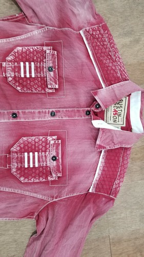 Austin Season Shirt Mens Medium Red/White Wash Stitch Western Cowboy Long Sleeve - Picture 13 of 18