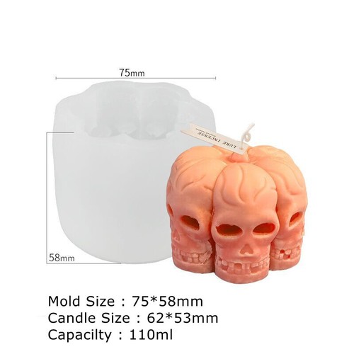 Stampi candele di Halloween teschio silicone fai da te cera stampi sapone resina artigianato nuovi - Foto 13 di 28