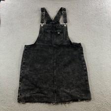 Wild Fable Overall Dress Women's Large Distressed Black Denim Mini Boho Hippie