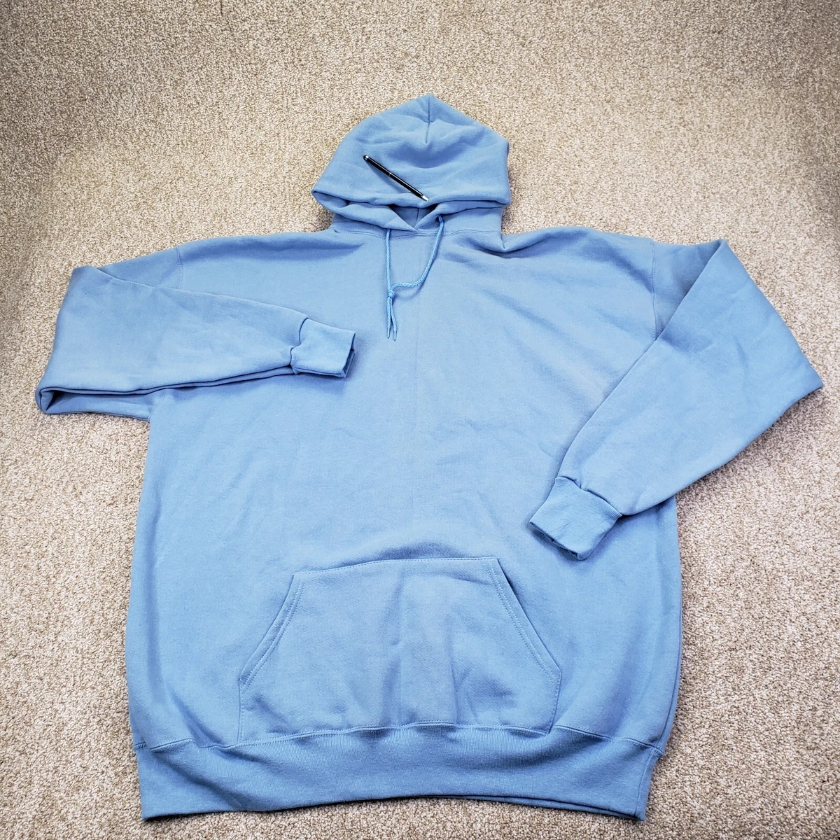 VINTAGE Eagle USA Big Tall 3XL XXXL Mens Heavyweight Hoodie Long Sleeve Blue