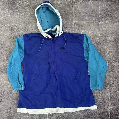 Men's Vintage 90's Nike Blue Purple White Color Block Windbreaker Jacket Sz  M