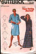 6843 Vintage Butterick Sewing Pattern 1970s Mens Misses Nightshirt Casual OOP M
