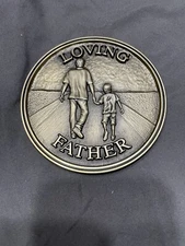 Funeral Casket Medallion “Loving Father” Batesville Life Stories Brass Magnetic