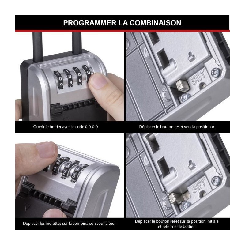 Boîte à clé Master Lock coffre fort à code grand modèle pour extérieur