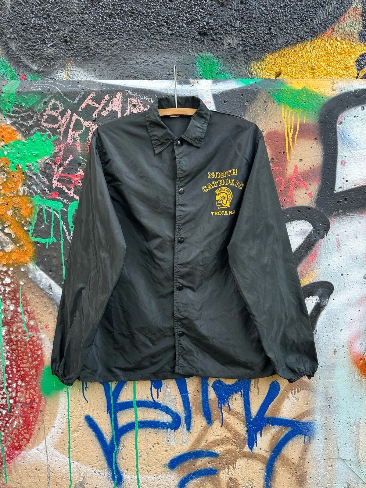 Vintage 1960s North Catholic Trojans Windbreaker Jacket - Small
