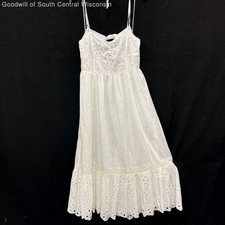NWT Women's AMERICAN EAGLE White Tiered Ruffle Sun Dress Cutout Back Sz L
