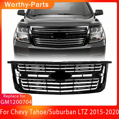 Front Upper Grille Gloss Black For 2015-2020 Chevrolet Tahoe/Suburban LTZ Style